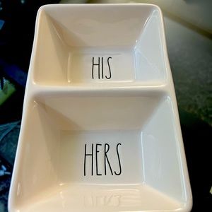 Rae Dunn His and Hers Dish - New - Never Used